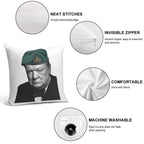 Winston Churchill WithGreen Lid Soft Washable Throw Pillow