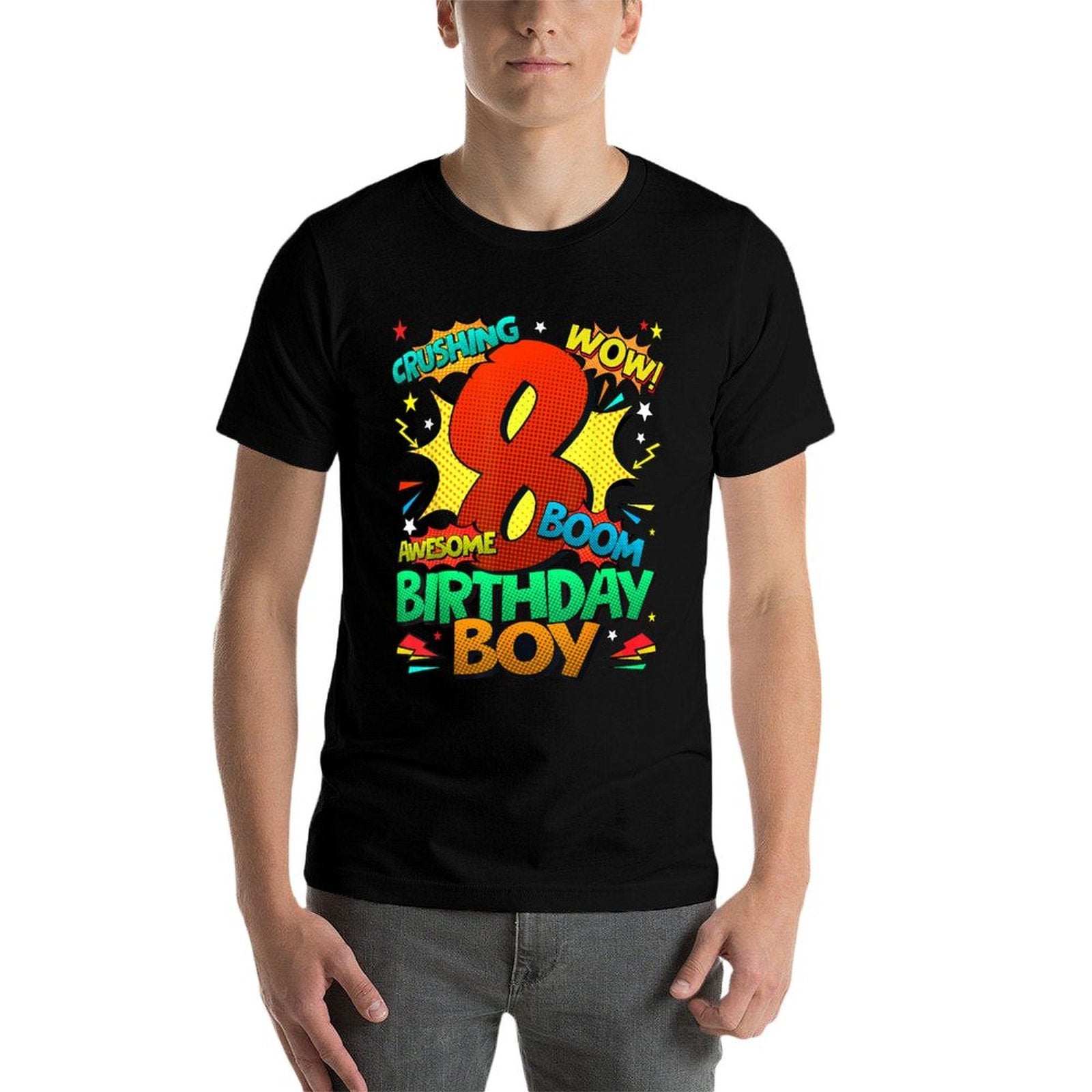 8th Birthday Kids Comic Style Kids Boys 8 Year Old Gifts  Durable T-Shirt