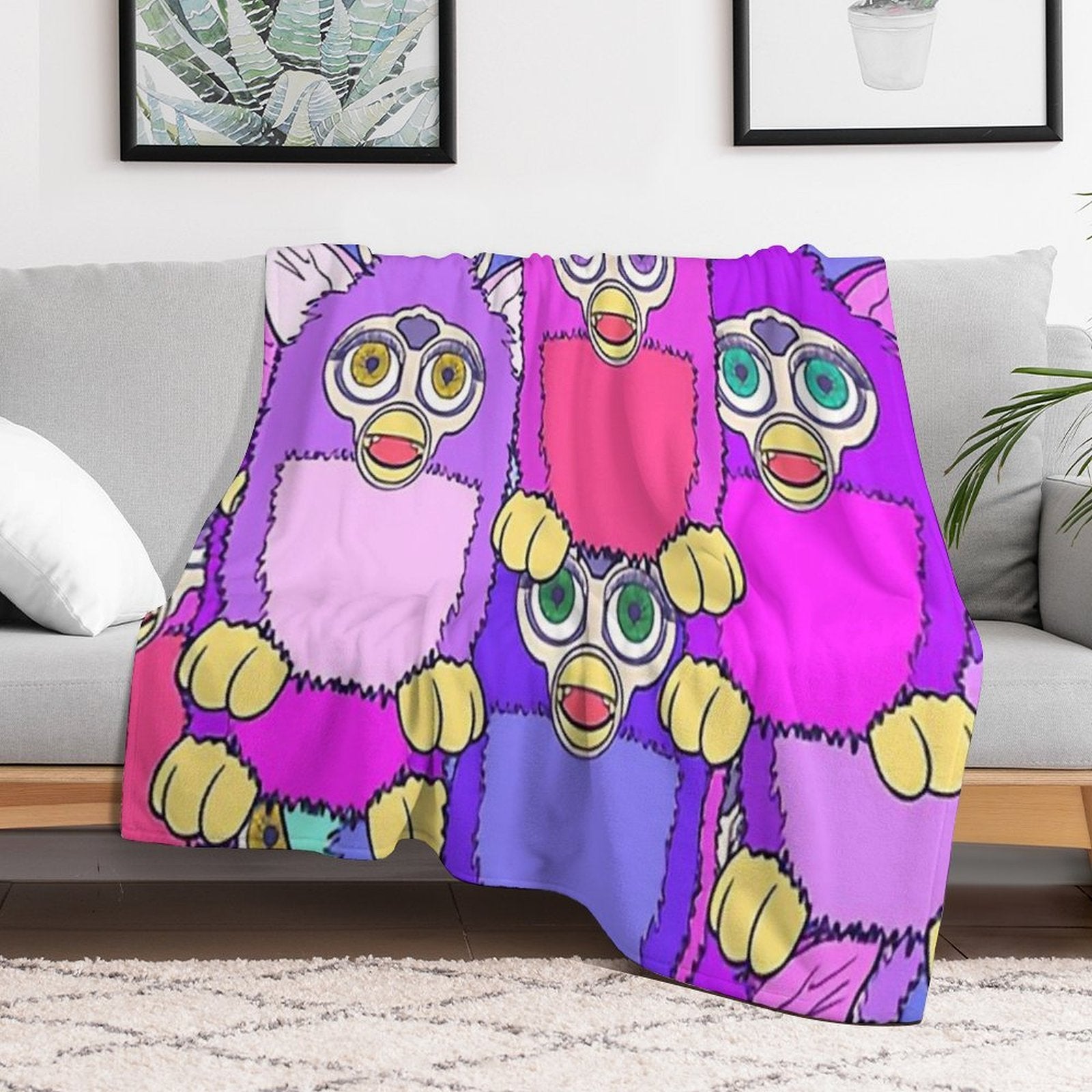 Purple Furbys Lightweight Throw Blanket