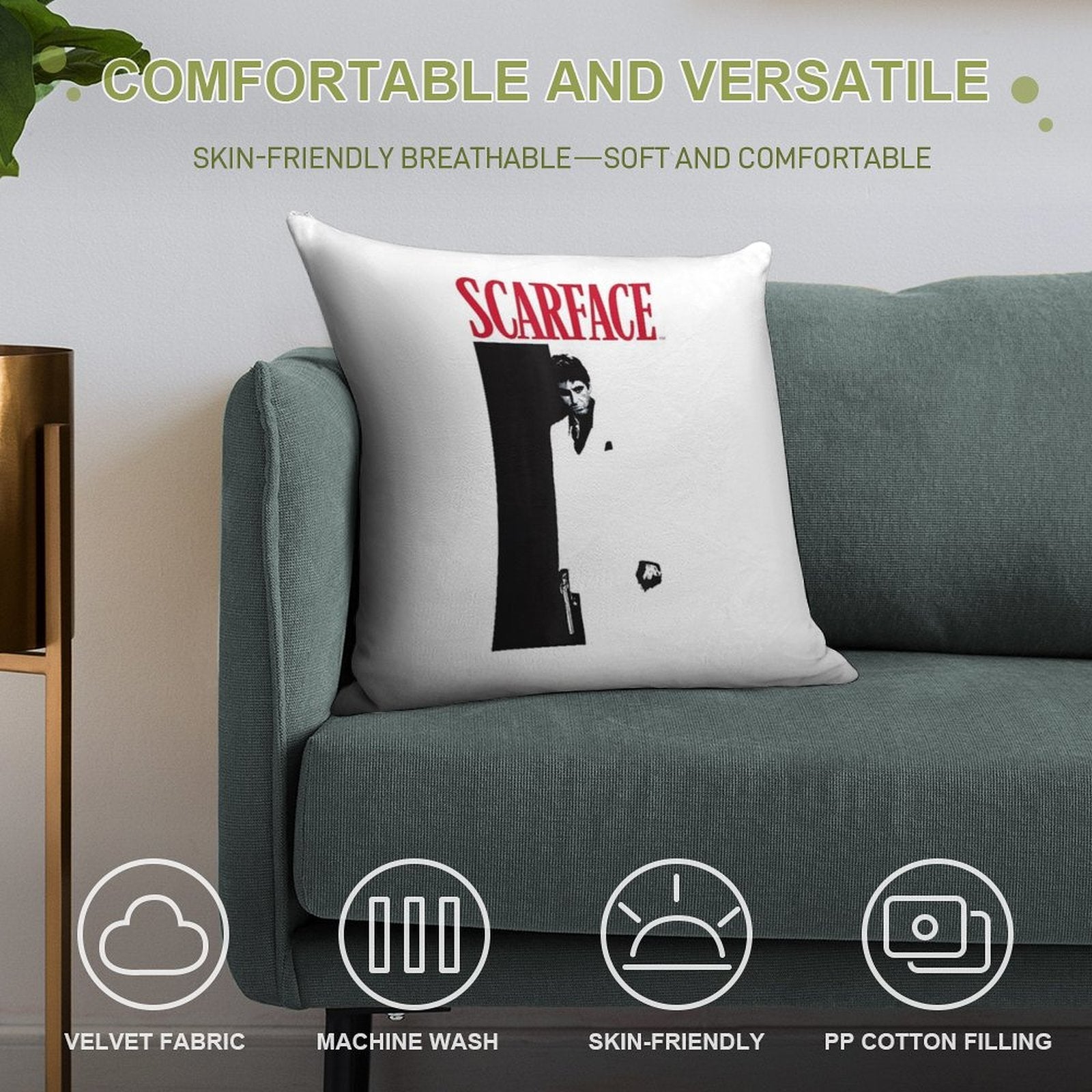 Scarface Original Soft Easy Maintenance Throw Pillow