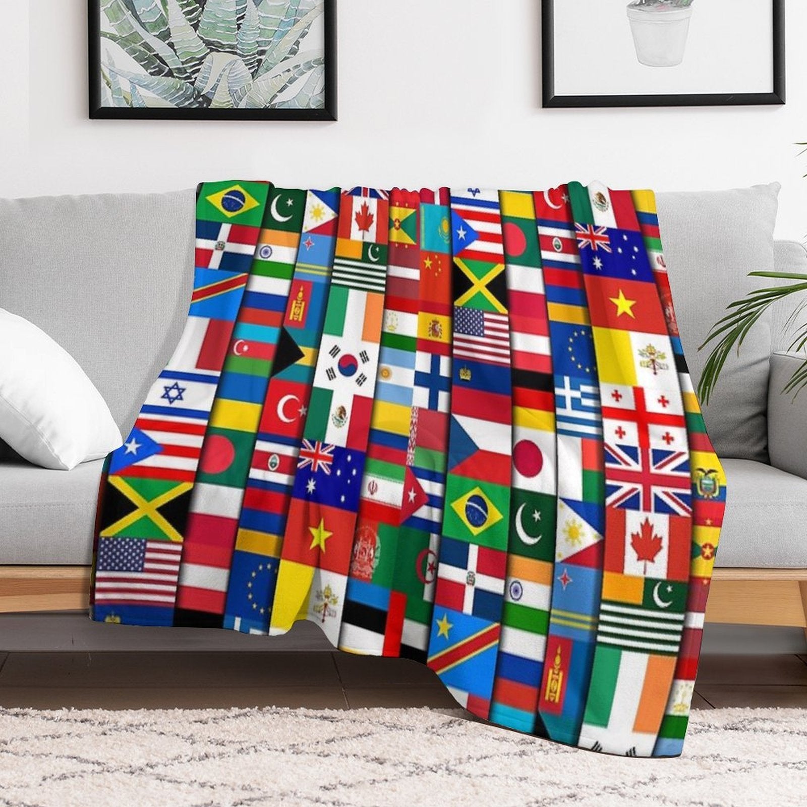60 Flags of The Countries of The World, International Gift Travel-friendly Throw Blanket