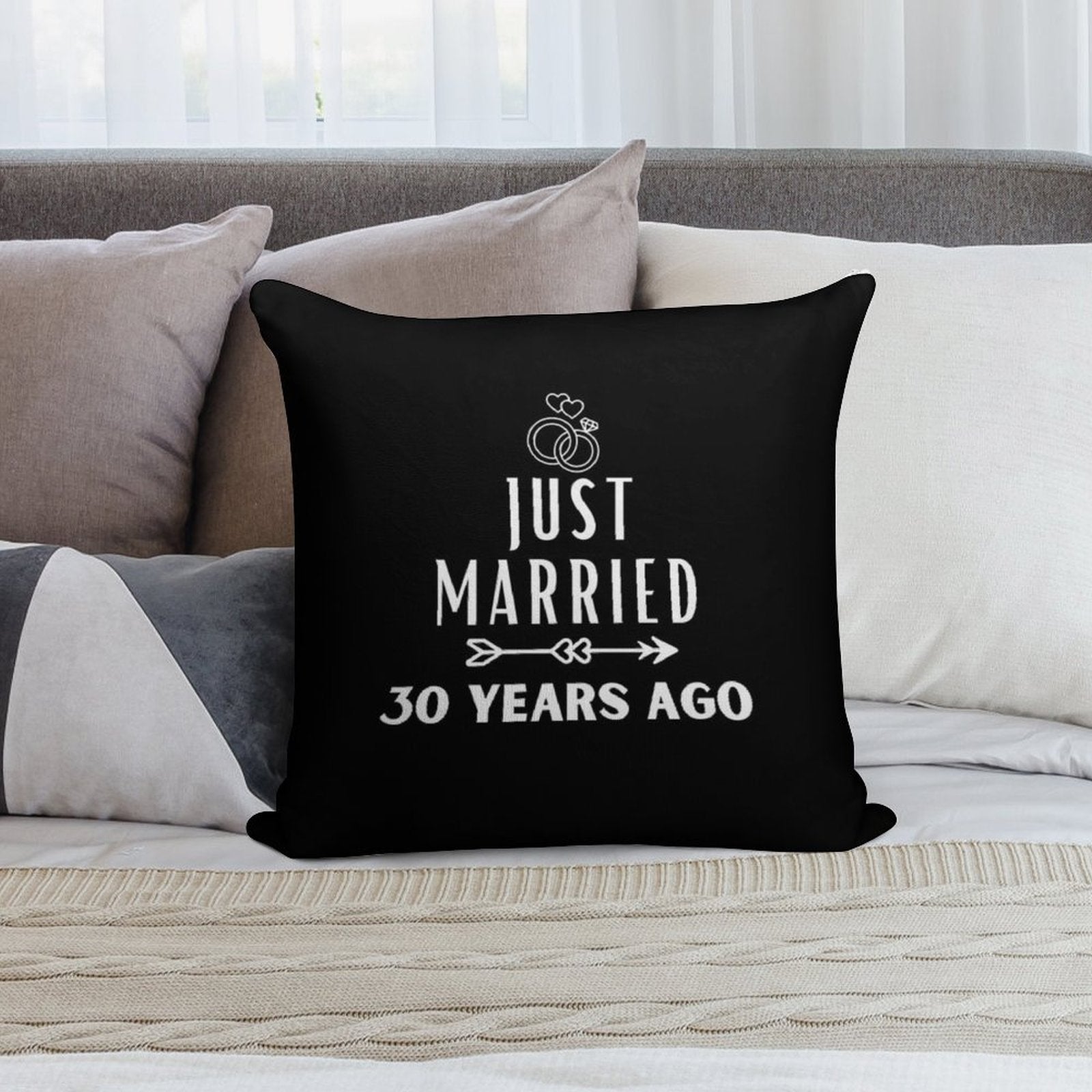 Just Married 30 Years Ago, 30th Wedding Anniversary for Men & Women Soft Ultra-Soft Texture Throw Pillow