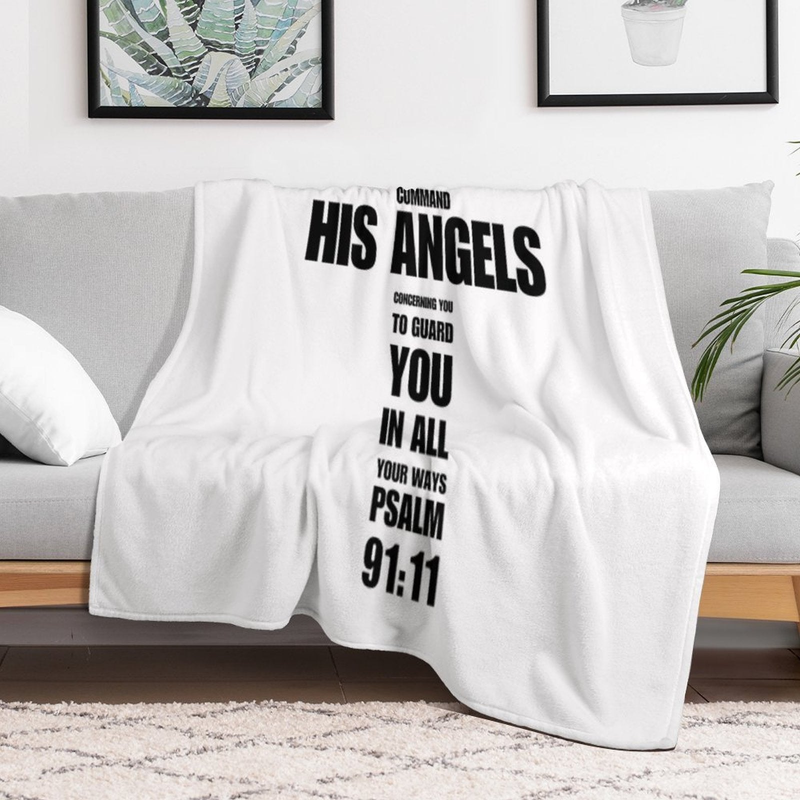 Psalm 91  Bible Verse  Christian Cross  For He Will Command His Angels To Guard You In All Your Ways Easy Care Throw Blanket