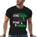 Celebrating Juneteenth Black Mixed with History Pink  Polyester Blend T-Shirt