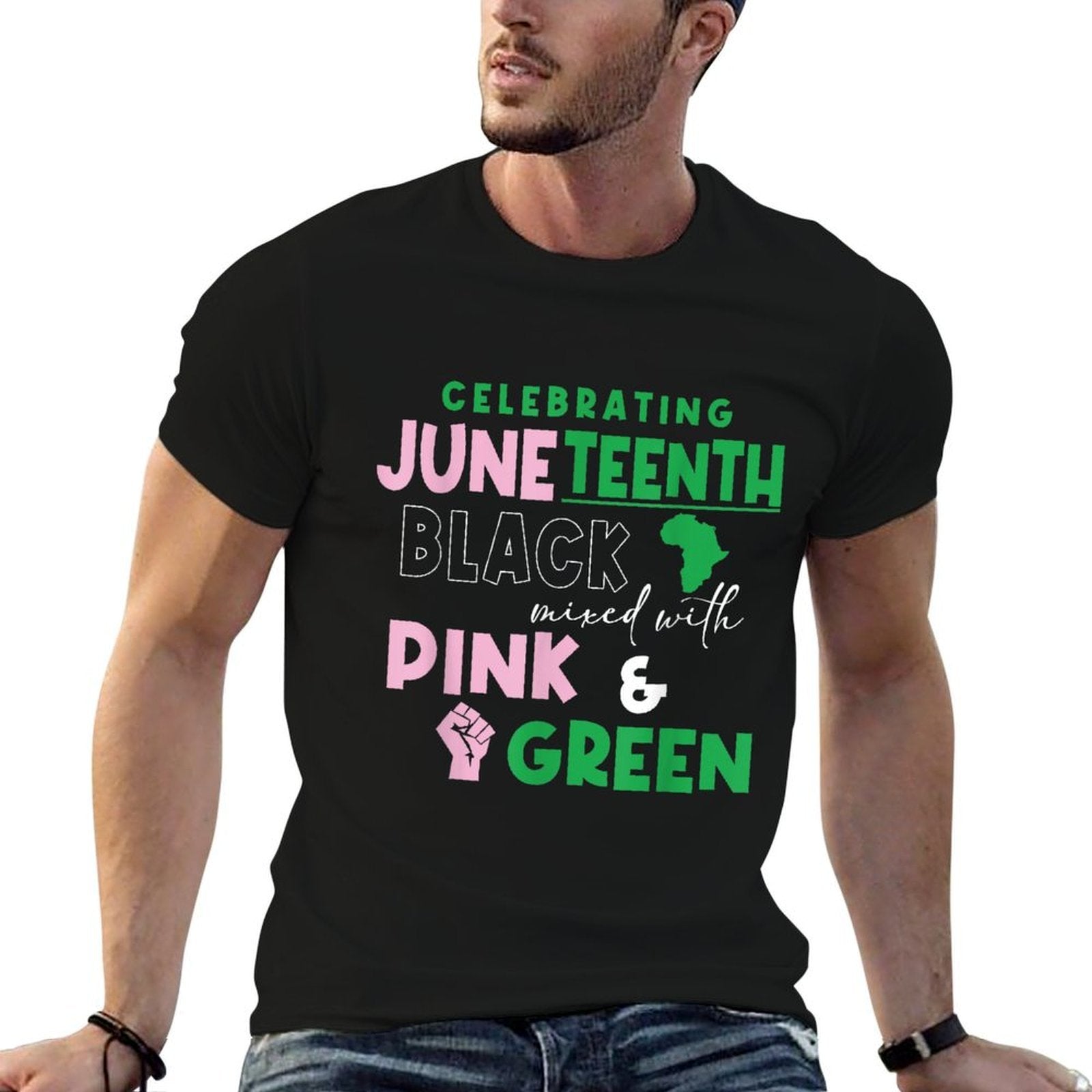 Celebrating Juneteenth Black Mixed with History Pink  Polyester Blend T-Shirt
