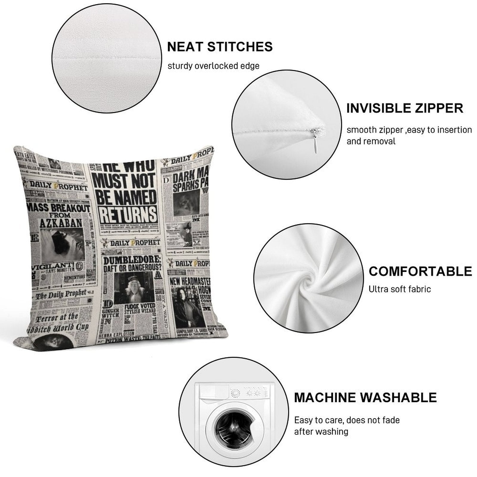Fantasy Newspaper Soft Luxury Feel Throw Pillow