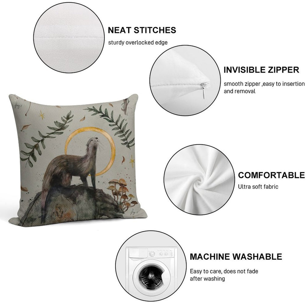 Otter And Her Treasures Soft Warmth Comfort Throw Pillow