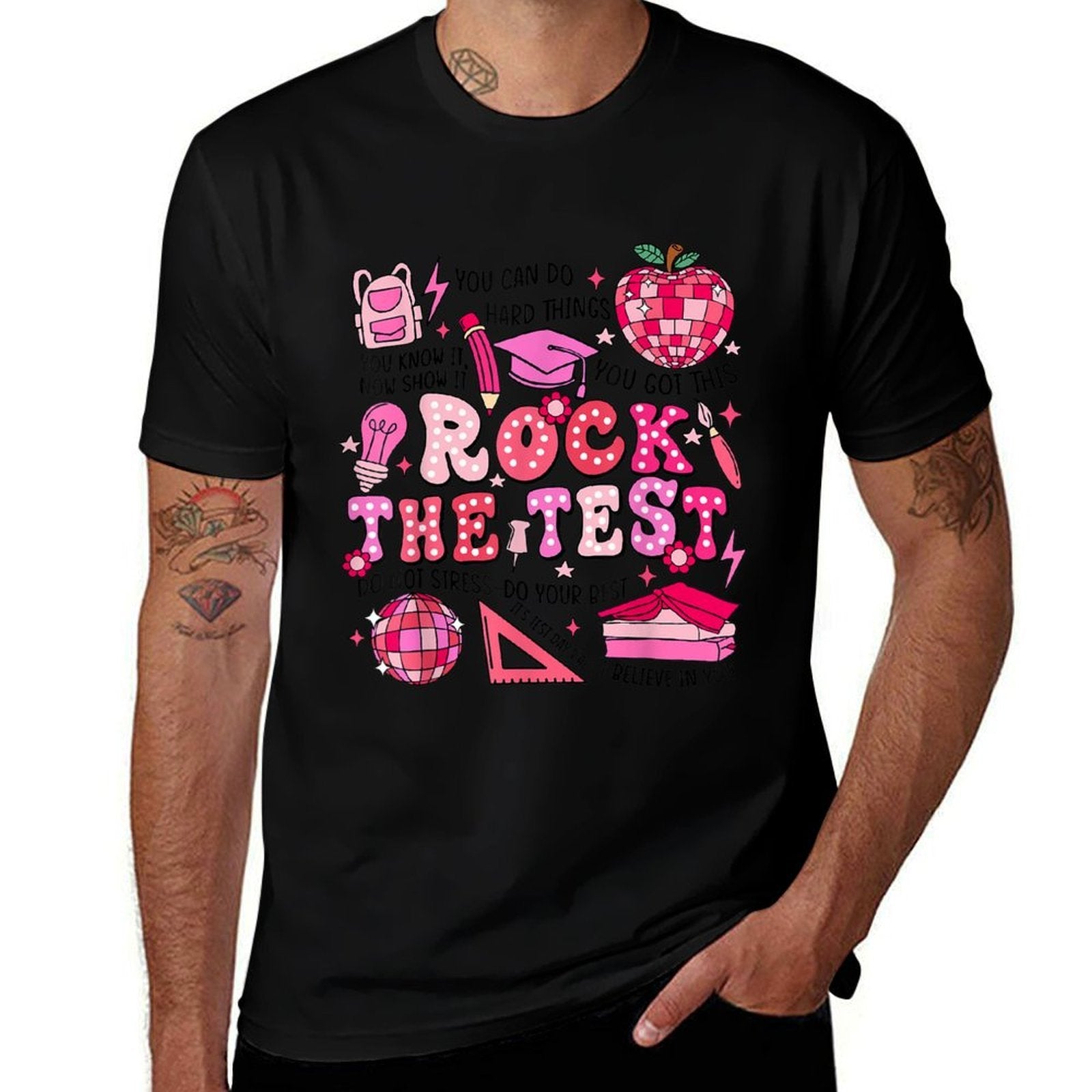 Rock The Test Testing Day Dont Stress Do Your Best Teacher  Trendy Pattern T-Shirt
