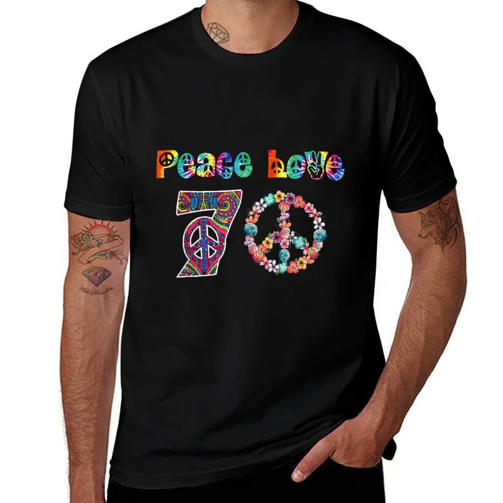 70th Birthday T 70 Years Olds Peace Sign Gift  Classic T-Shirt