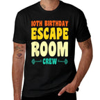 10 Year Old Happy 10th Birthday Escape Room 10th Birthday  Rolled Sleeves T-Shirt