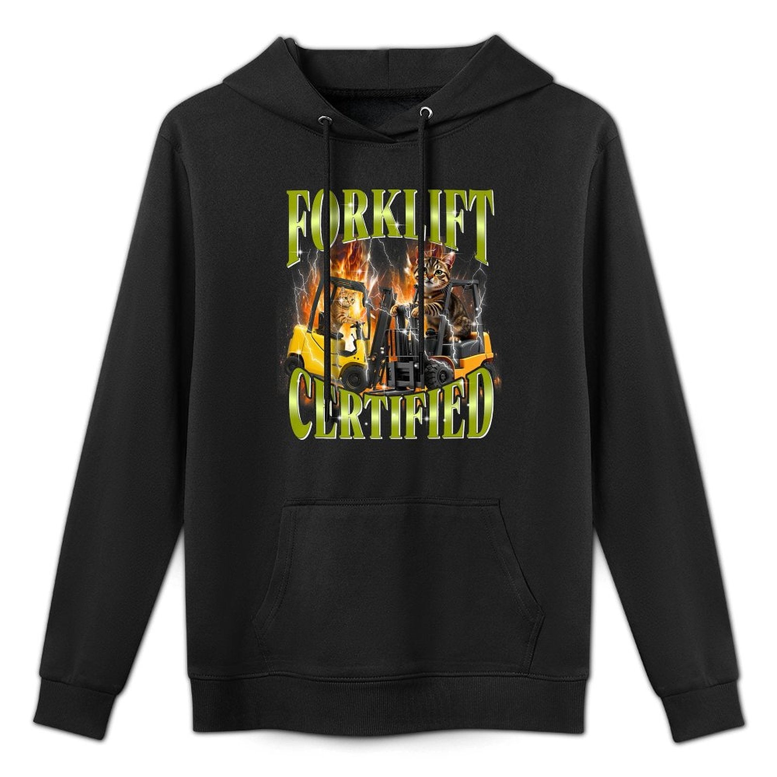 Forklift Certified 90s Graphic Cat Meme Forklift Cat Driver Premium Layering Staple Hoodie