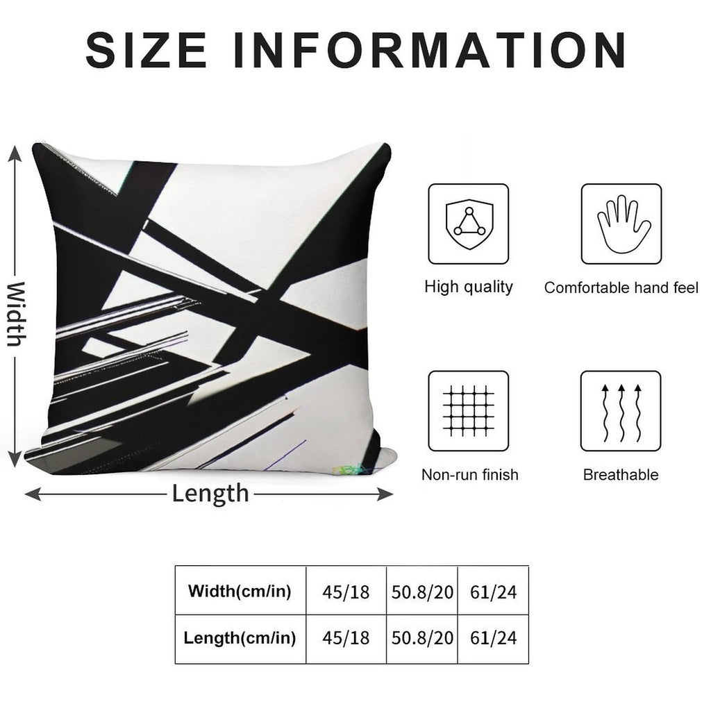 Abstract Geometric Black And White 77 Soft Short Plush Fabric Throw Pillow