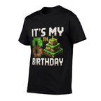 8th Birthday 8 Year Old Birthday Boy Gamer Pixel Number  Ribbed Collar T-Shirt