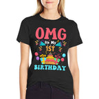 1 Year Old Birthday Party Gift Omg Happy 1st Birthday  Trendy Pattern T-Shirt