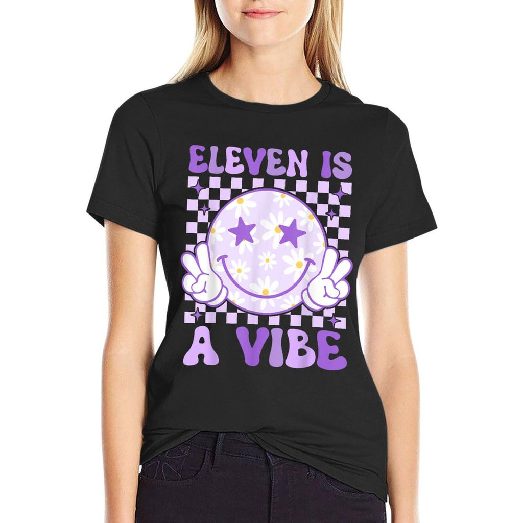 Eleven Is A Vibe Groovy 11 Year Old 11th Birthday  Breathable T-Shirt
