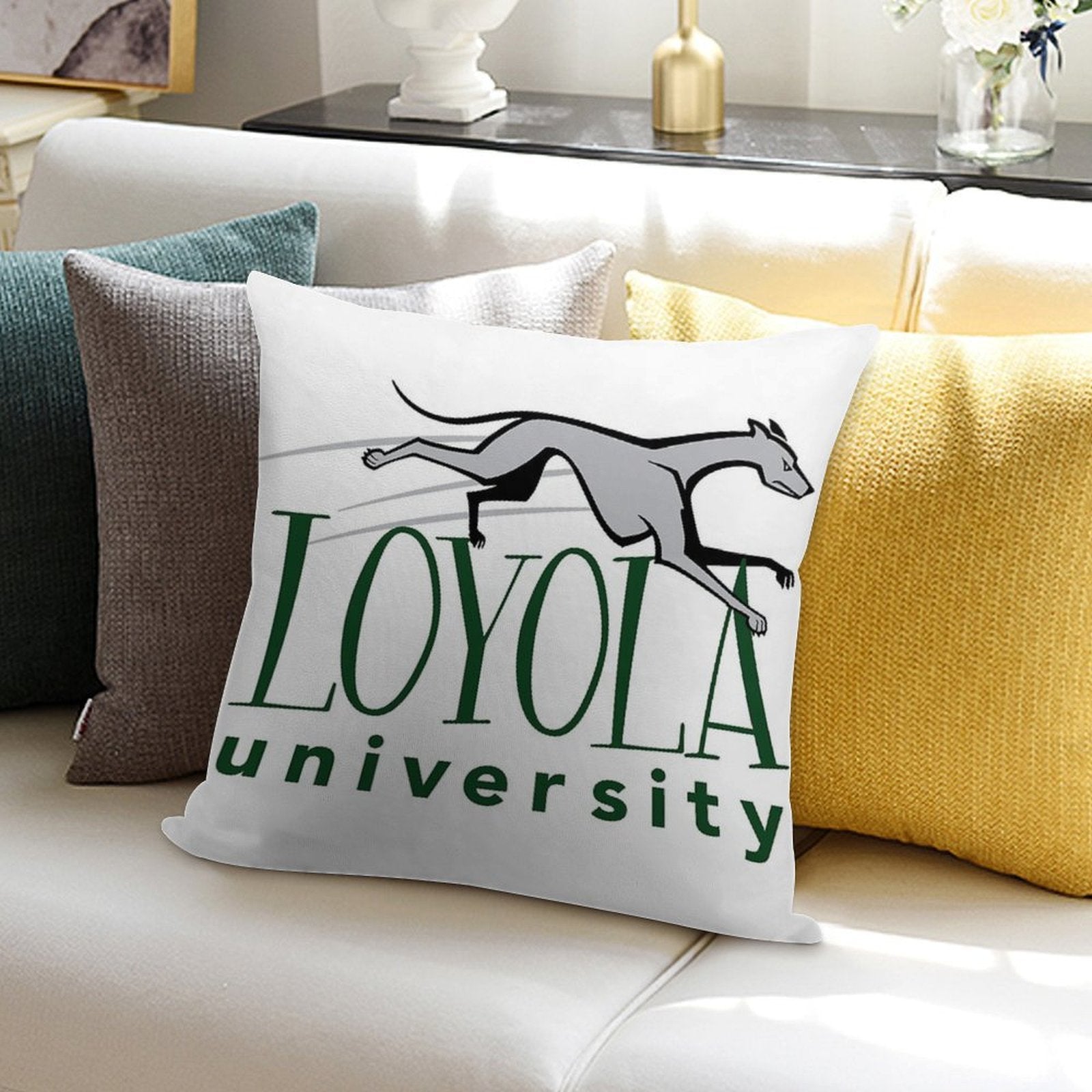 Greyhound Loyola University Soft Short Plush Fabric Throw Pillow
