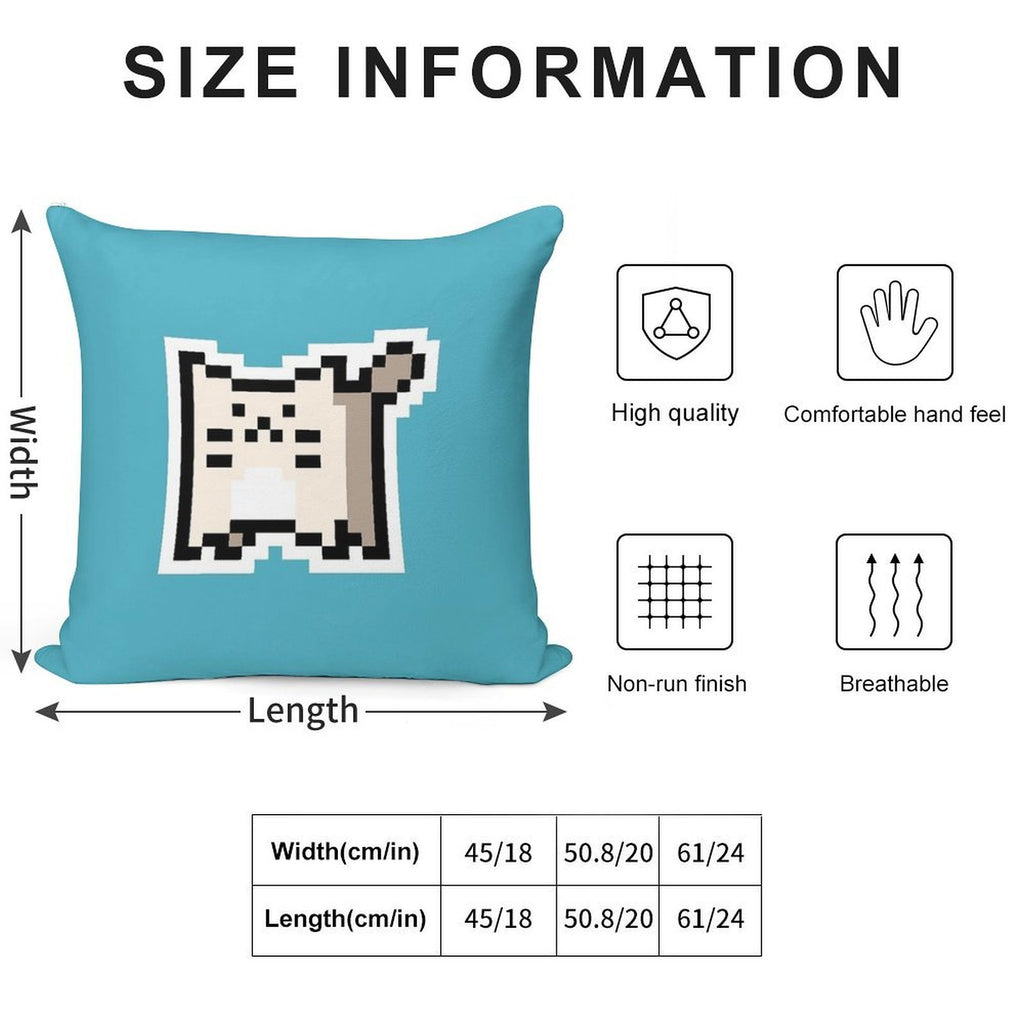 White Pixel-Cat Soft Home Decor Throw Pillow