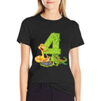 4th Birthday Snake Lizard Reptile 4 Year Old Birthday Party  Odor-resistant T-Shirt