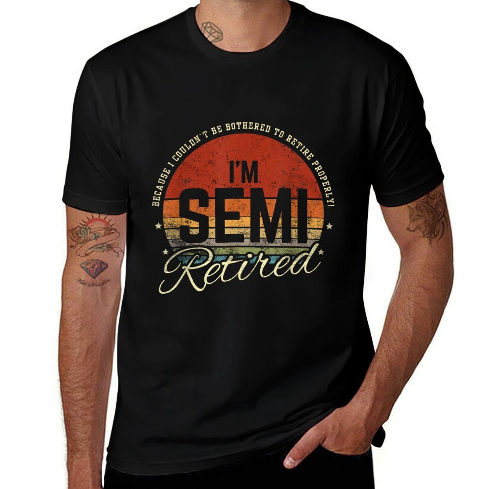 Retro Semi Retirement Funny Semi Retired Slogan Pun Vintage  Summer-ready Fabric T-Shirt