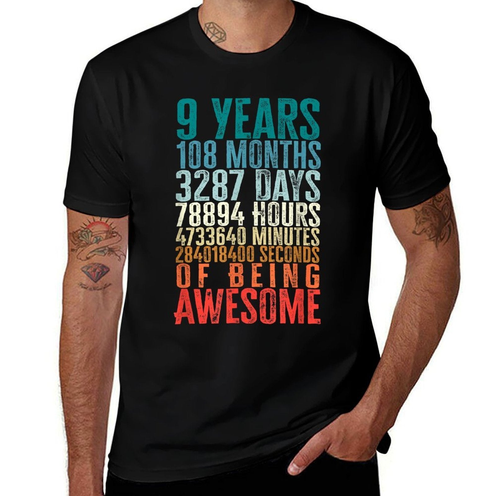 9 Years 108 Months Of Being Awesome Happy 9th Birthday Gifts  Cotton T-Shirt