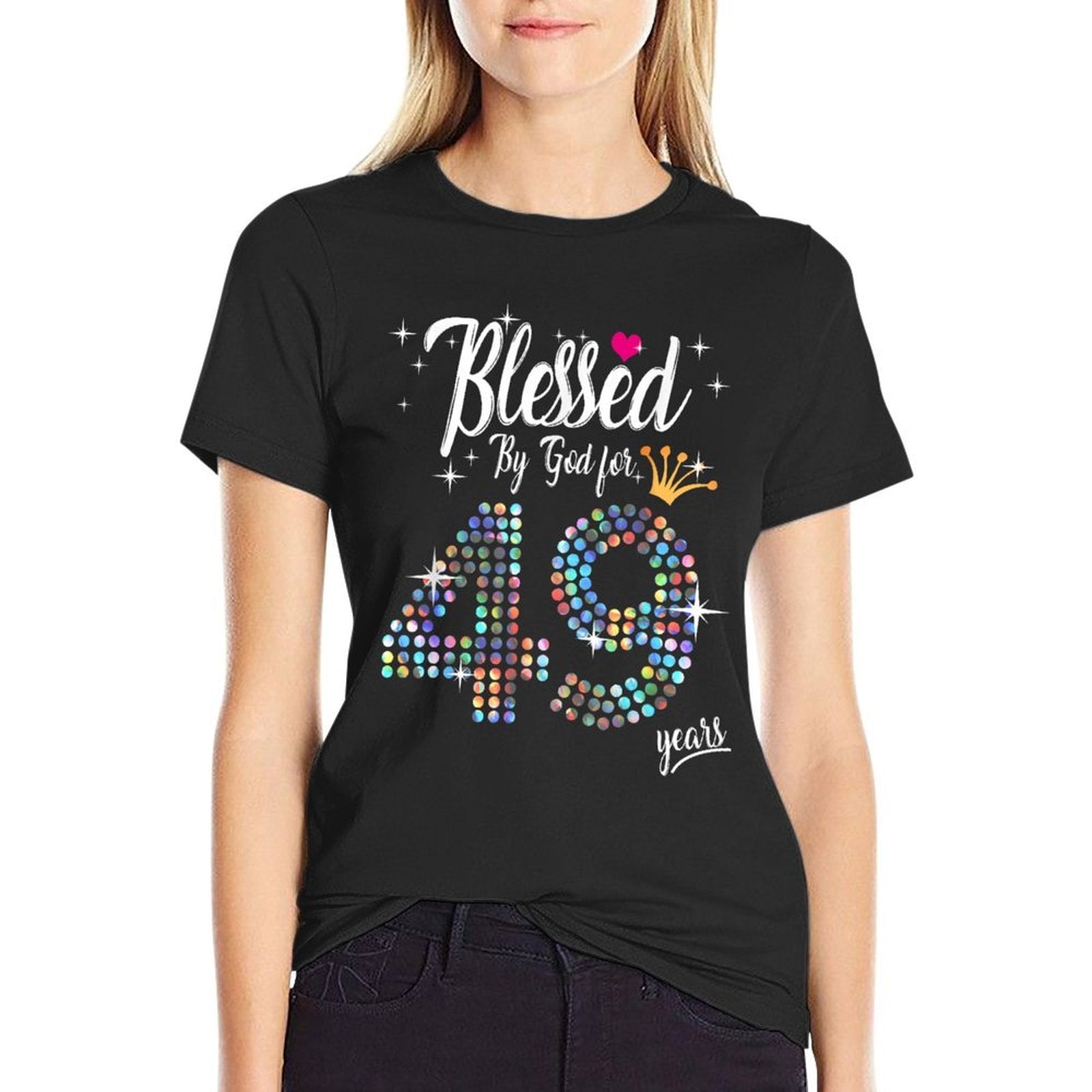 Womens Blessed by God for 49 Years 49th Birthday Anniversary  Affordable Price T-Shirt