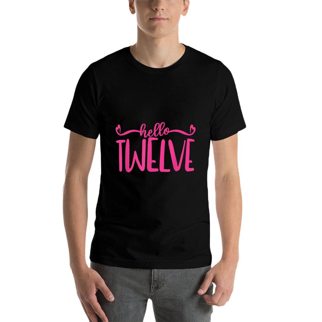 Hello Twelve 12 Years Old Cute For Girls, Pink 12th Birthday  Moisture-wicking T-Shirt
