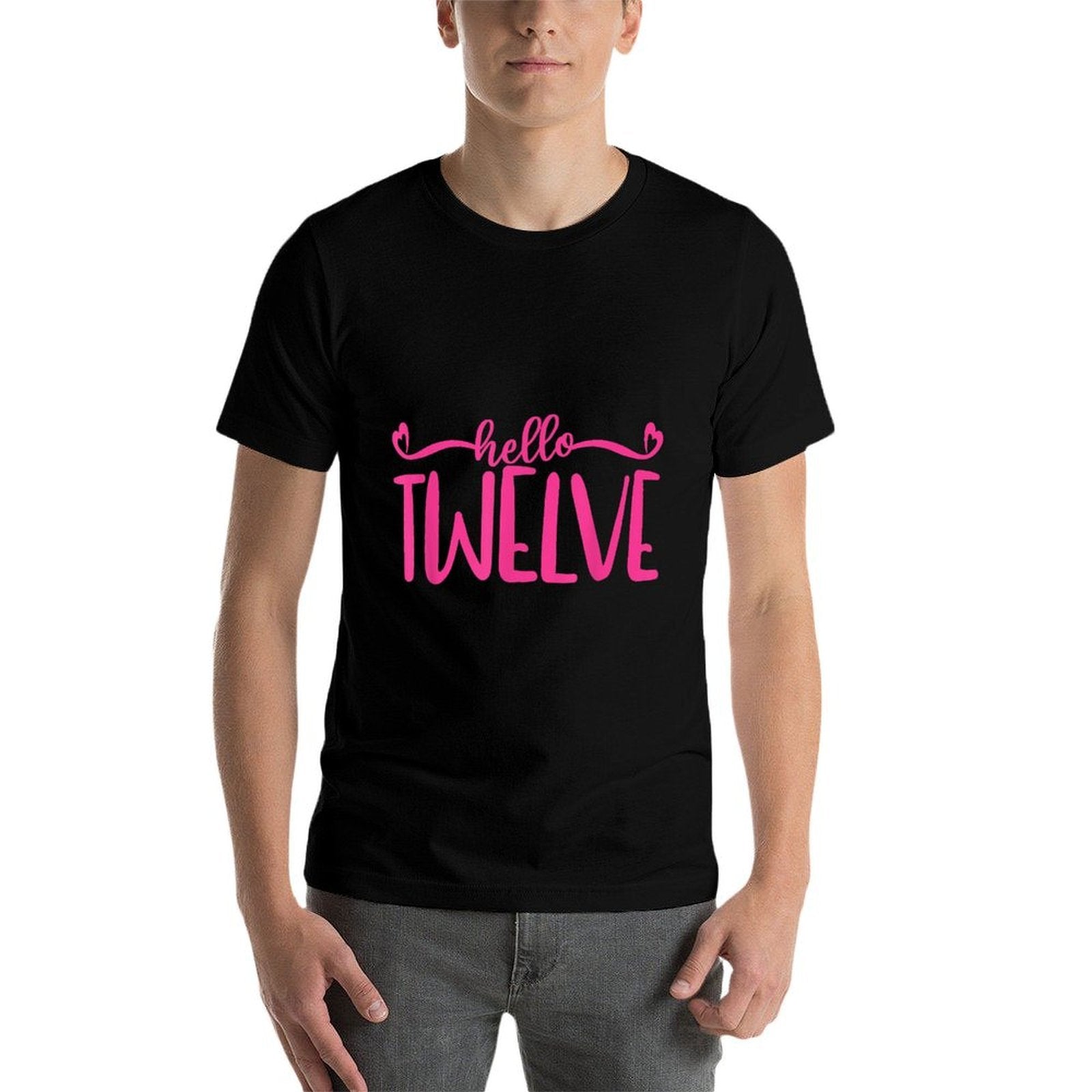 Hello Twelve 12 Years Old Cute For Girls, Pink 12th Birthday  Moisture-wicking T-Shirt