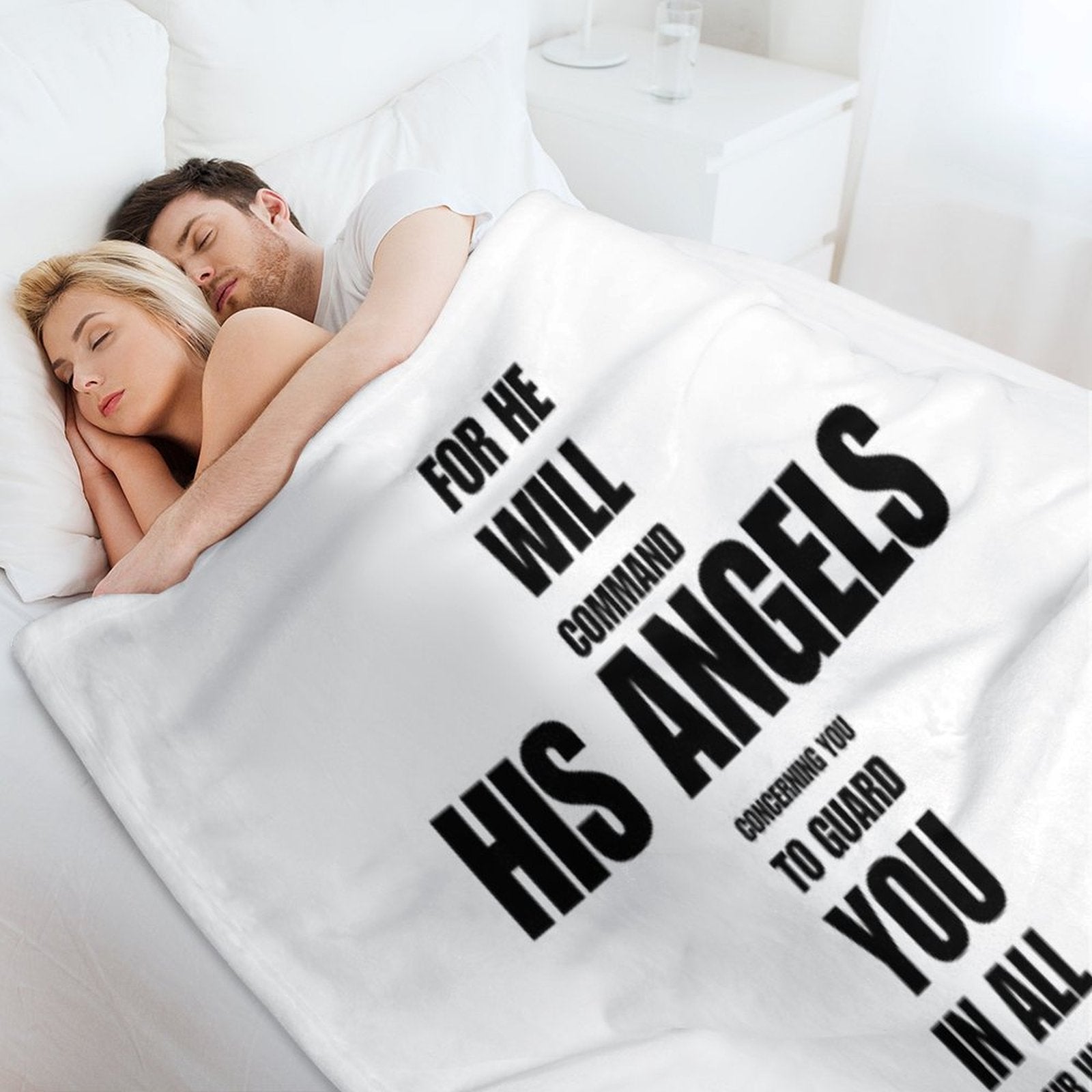 Psalm 91  Bible Verse  Christian Cross  For He Will Command His Angels To Guard You In All Your Ways Easy Care Throw Blanket