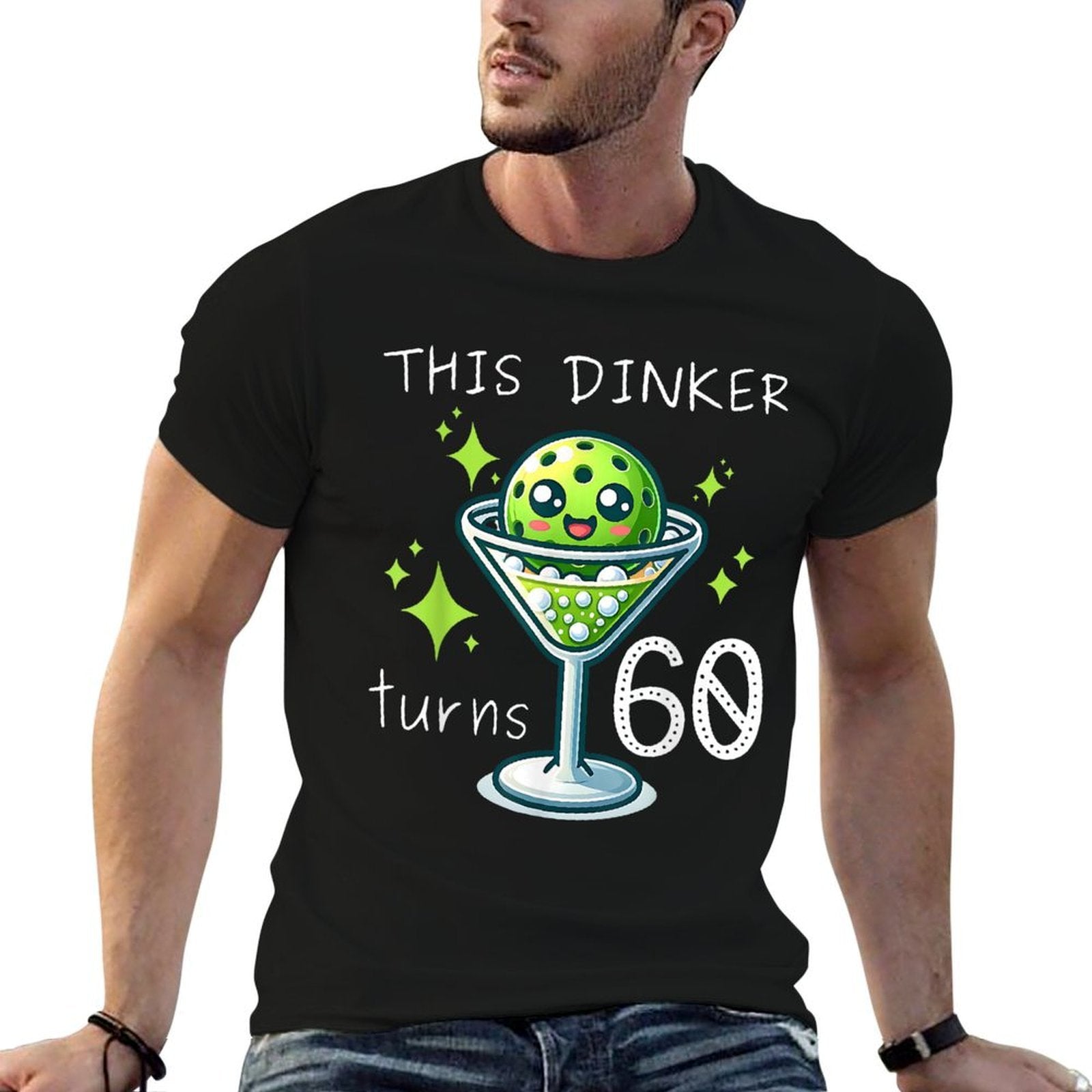 THIS DINKER TURNS 60 PICKLEBALL 60TH BIRTHDAY  Fade-proof Color T-Shirt