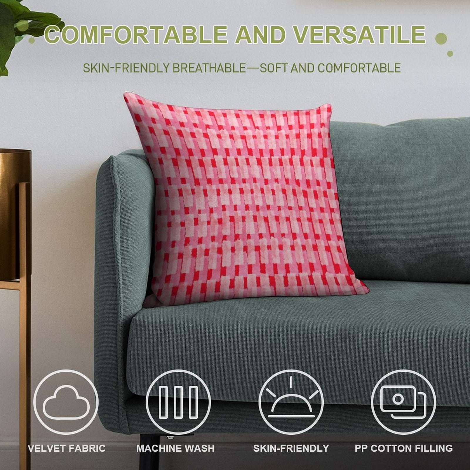 Pink And Red, Brush Strokes, Geometric Soft Warmth Comfort Throw Pillow