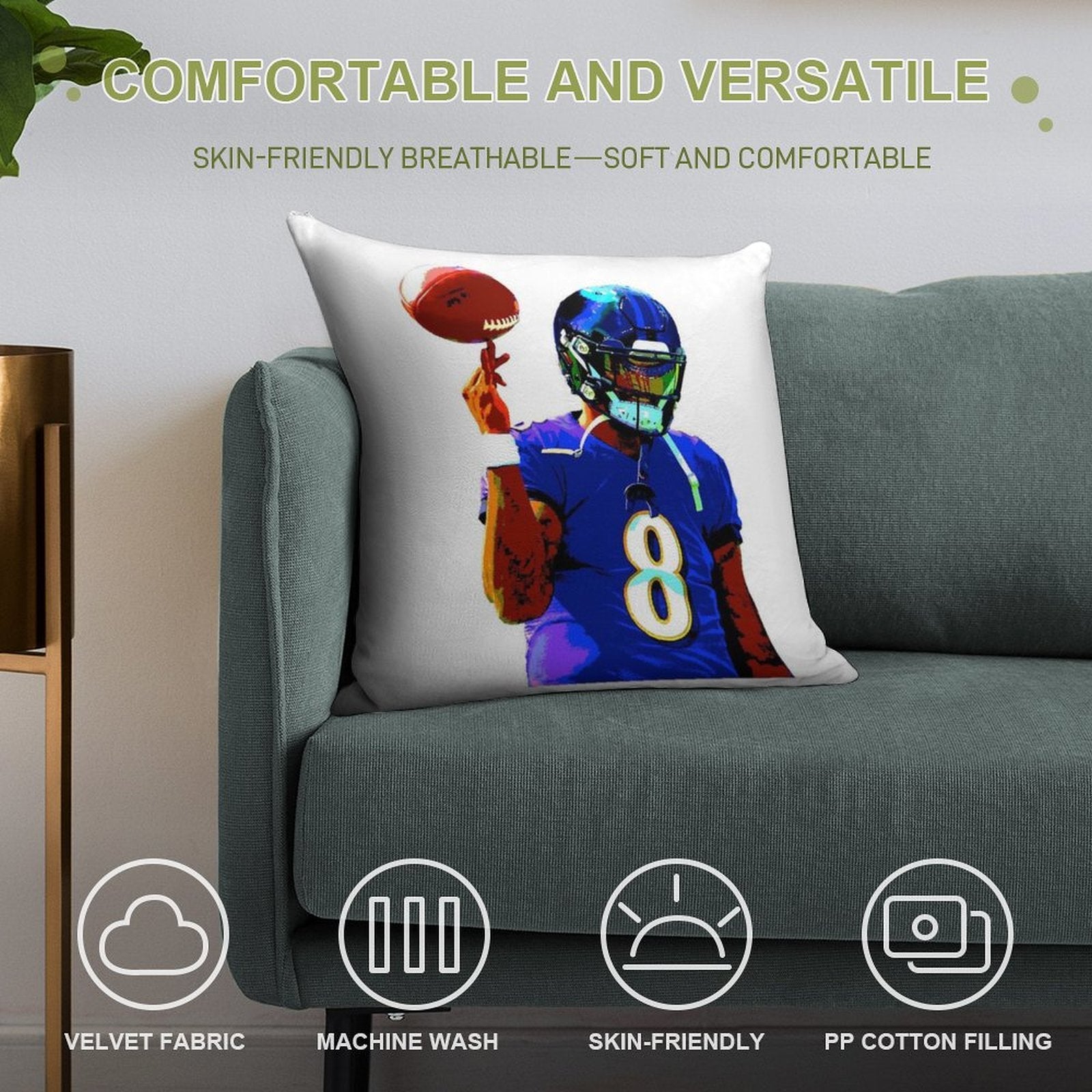 Handdrawn Lamar Soft Durable Construction Throw Pillow