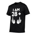 I Am 28 Plus Two Middle Finger Funny 30th Birthday  Fade-proof Color T-Shirt