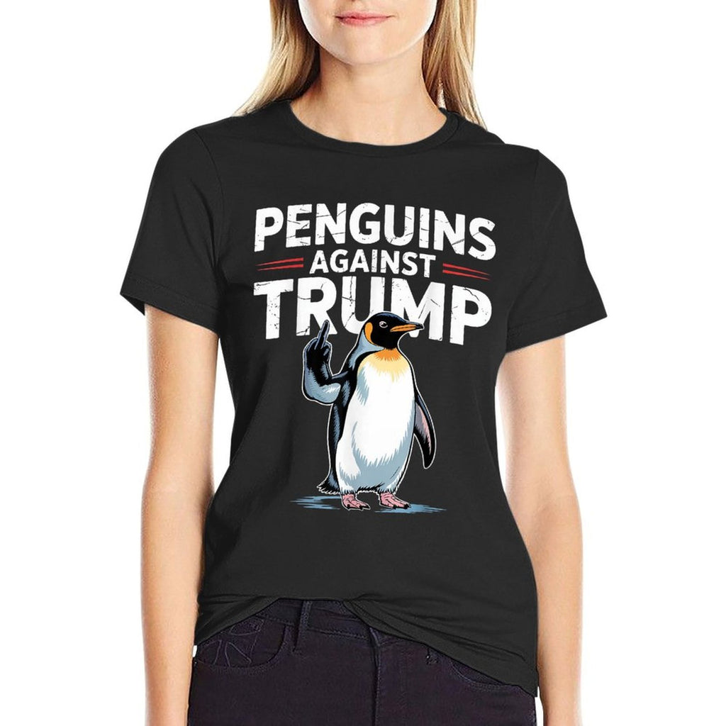 Penguin Flippers Up Resist Funny Penguins Against Trump  Stretchy T-Shirt