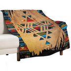 Navajo Pattern - Aztec Brushstroke Design Plush Throw Blanket