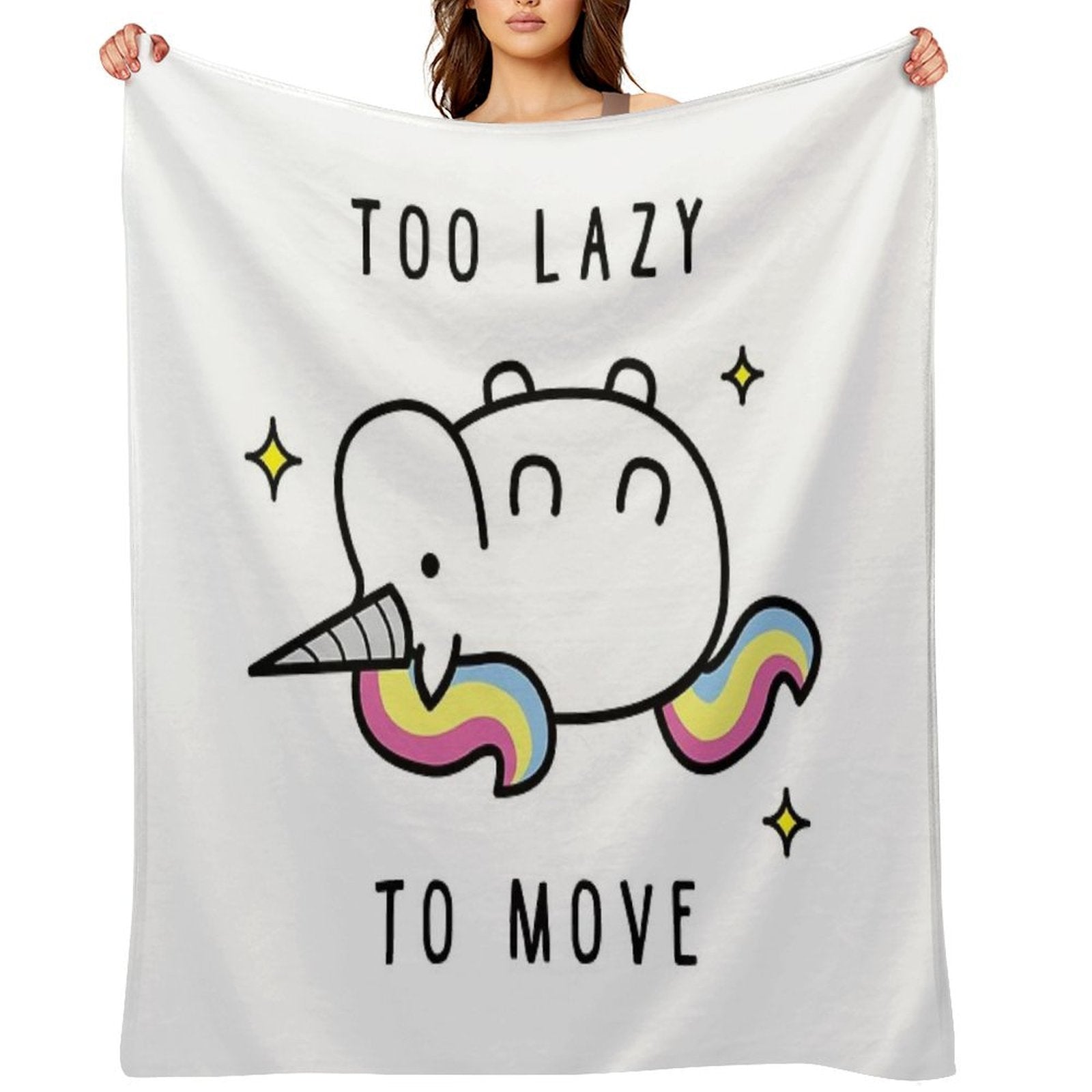 Too Lazy To Move Unicorn T-Shirt Versatility Throw Blanket
