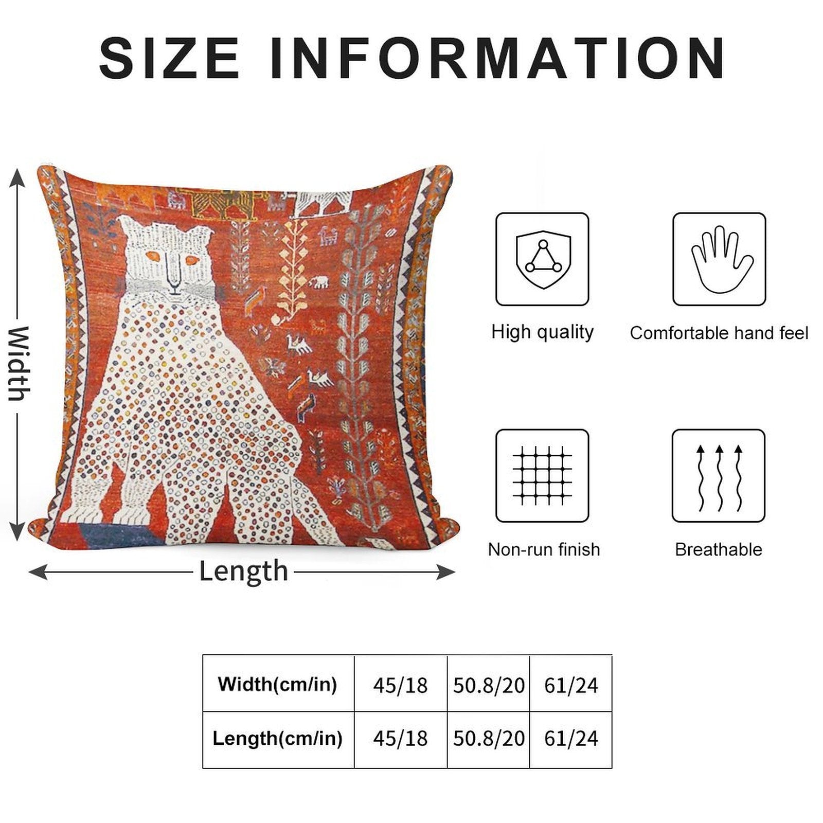 Q'ashqai Snow Leopard Persian Animal Rug Print Soft Skin-Friendly Throw Pillow