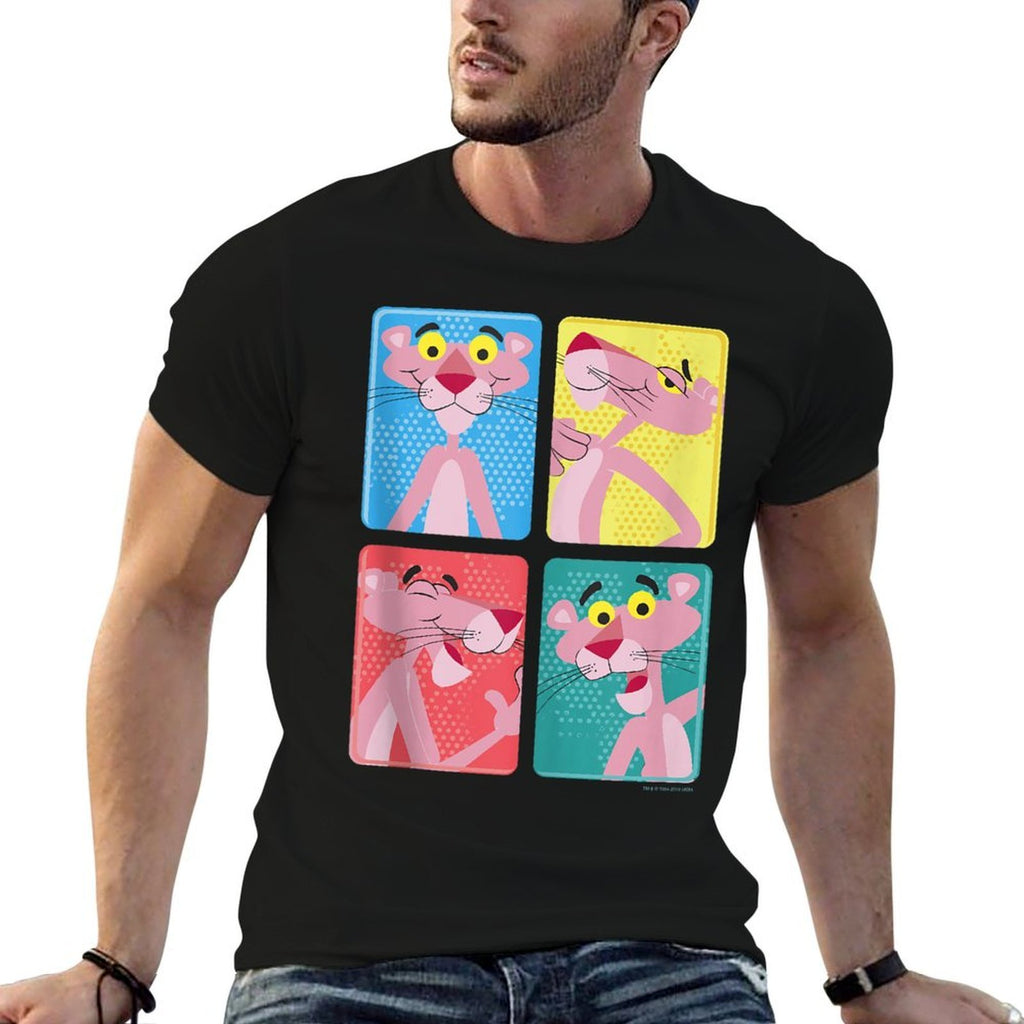 Pink Panther Colorful Portrait Pose Panels  Rolled Sleeves T-Shirt
