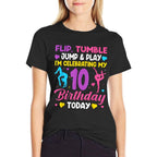 10th Birthday Gymnast Girl 10 Year Old Bday Gymnastics Party  Graphic-printed T-Shirt