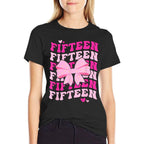 15th Coquette Birthday Party Fifteen Year Old Coquette Bow  High-quality Stitching T-Shirt