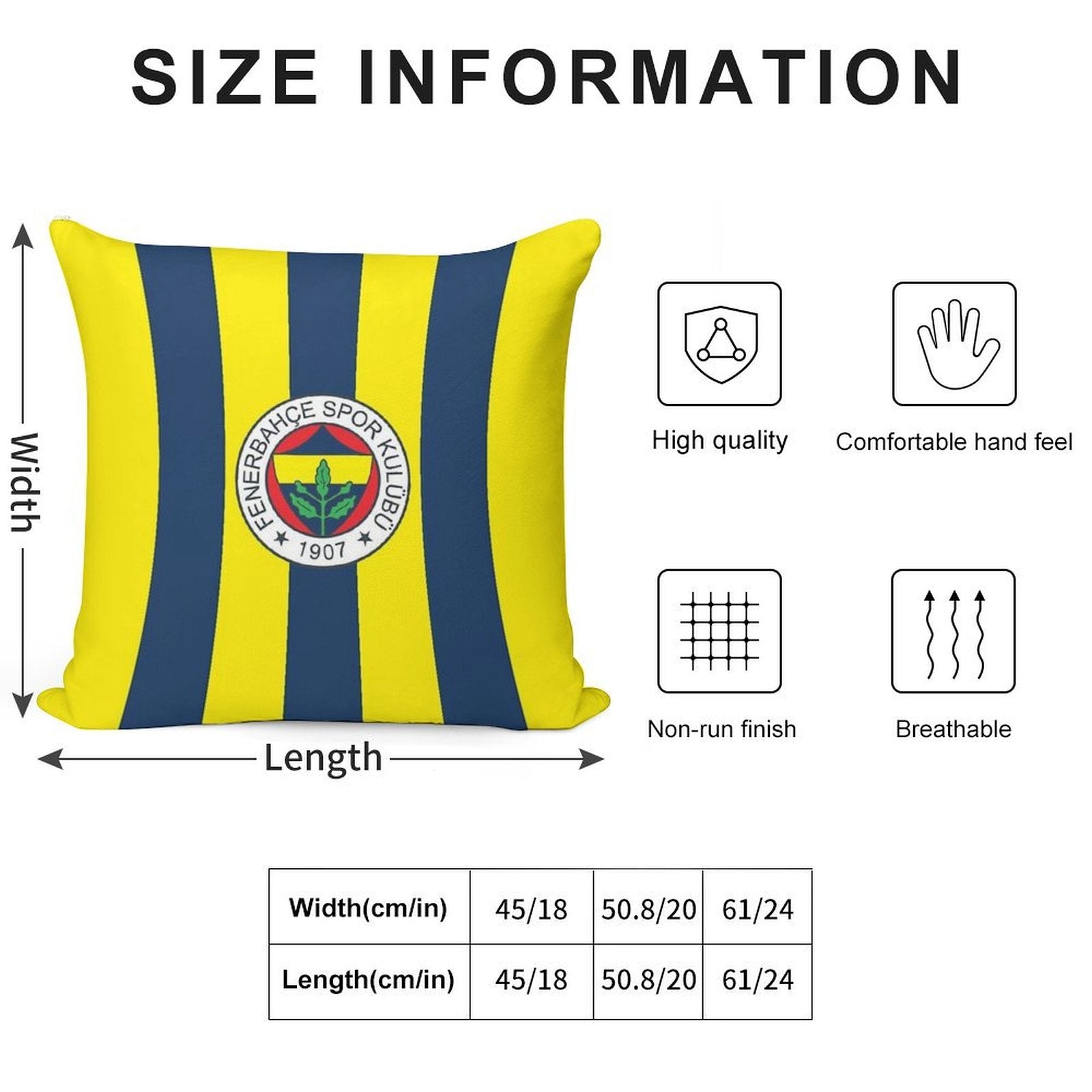Fenerbahce 1907 Soft Washable Throw Pillow