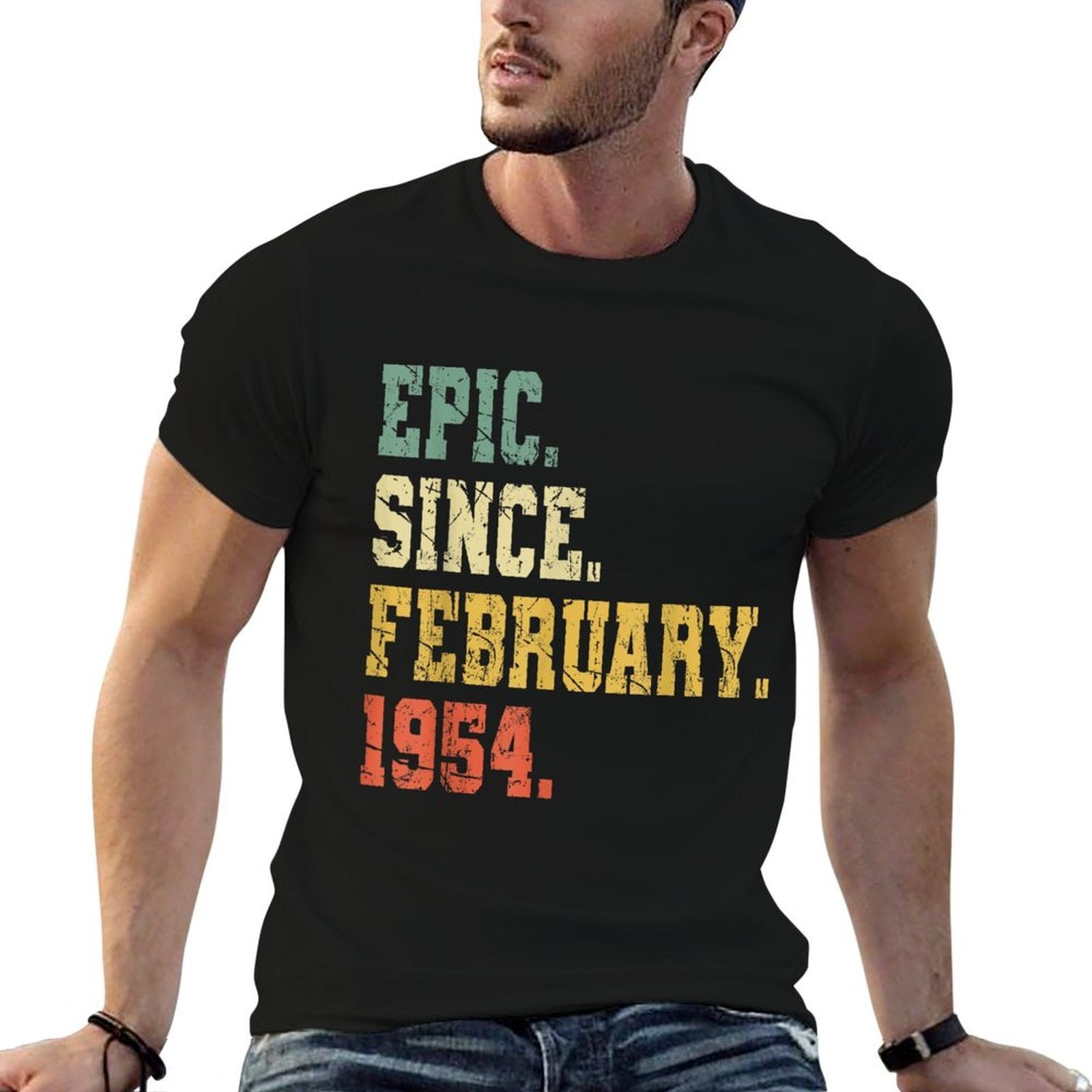 Funny 70 Years Old Vintage February 1954 Retro 70th Birthday  Cotton T-Shirt