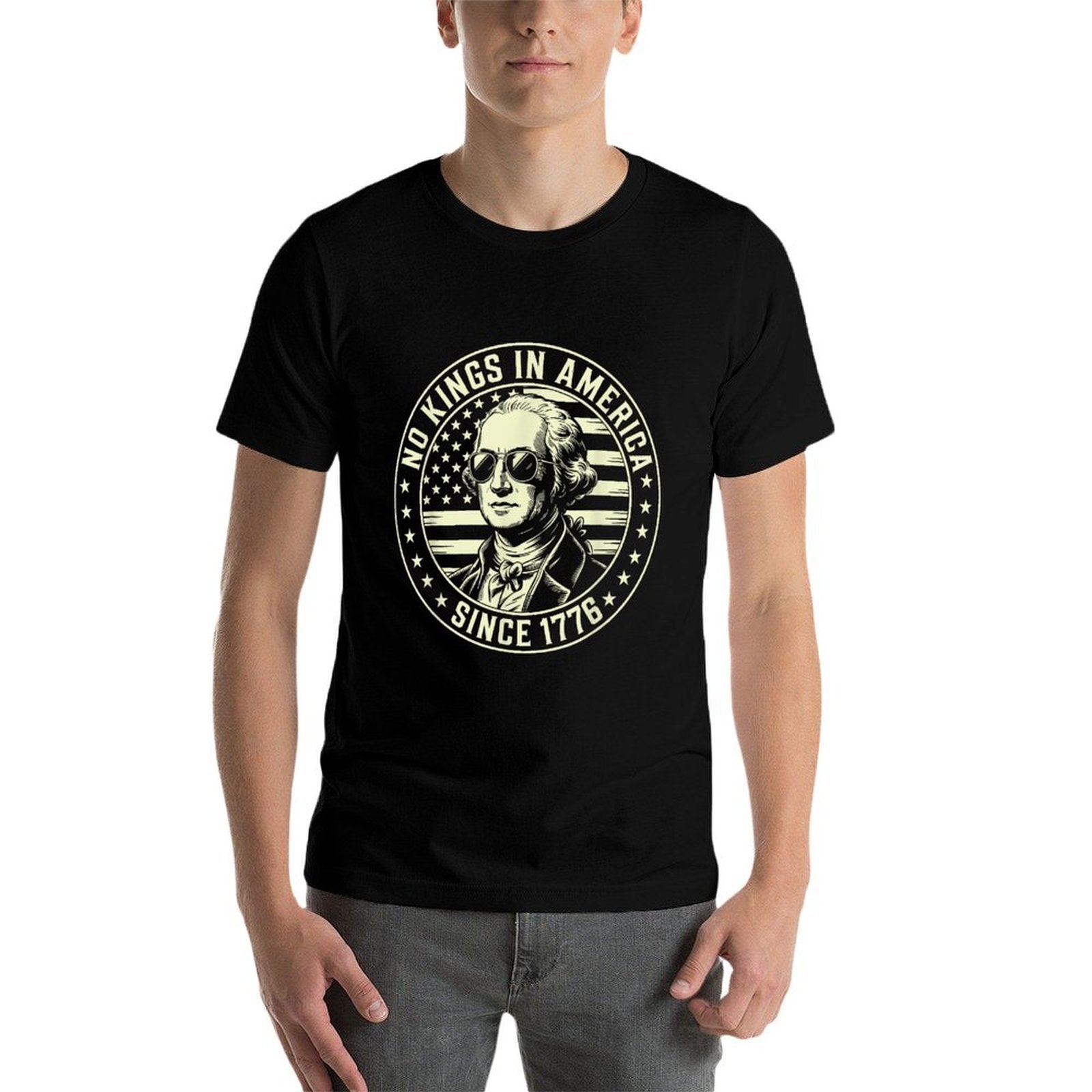 4th Of July No Kings in America George Washington  Odor-resistant T-Shirt