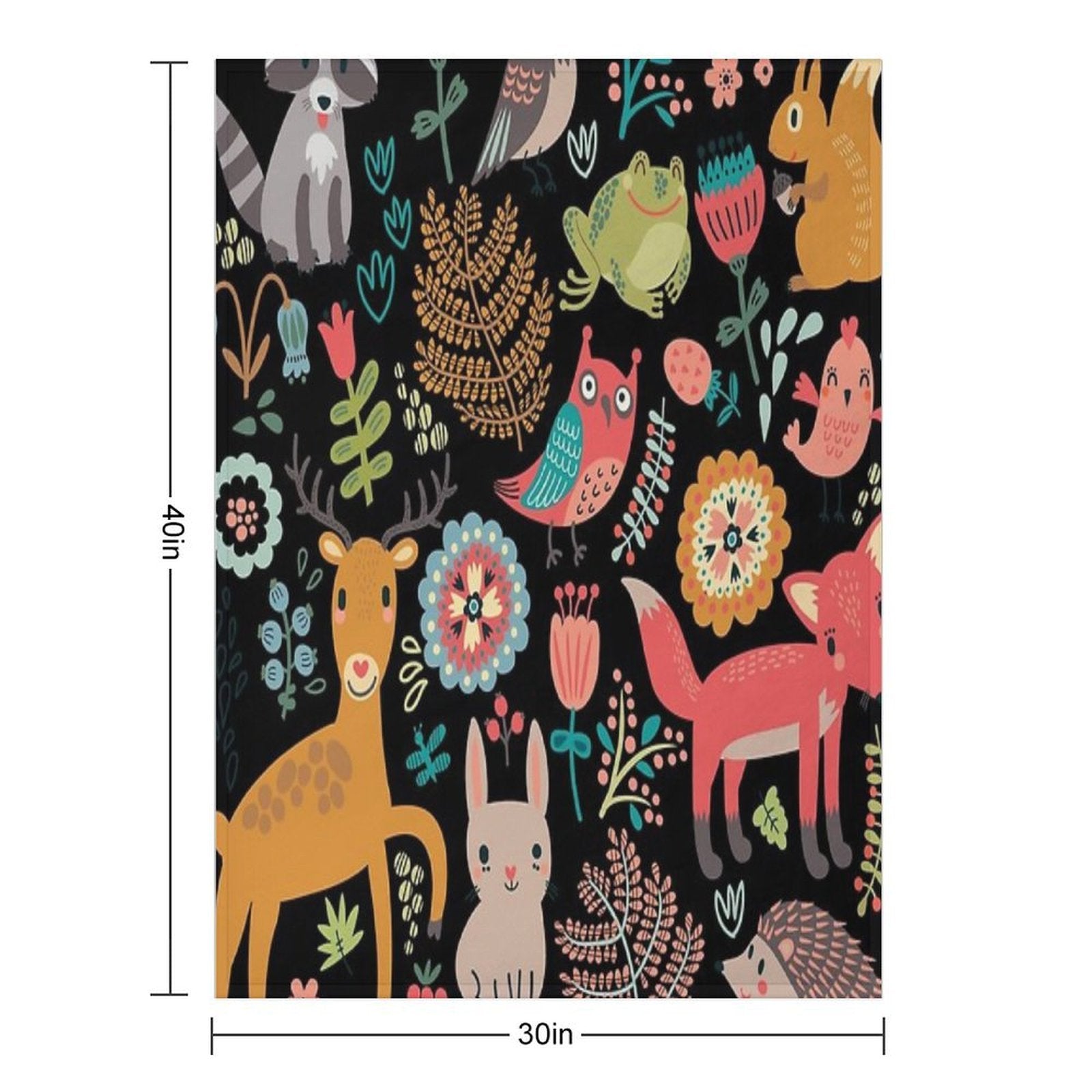 Woodland Animals Pattern Easy Care Throw Blanket