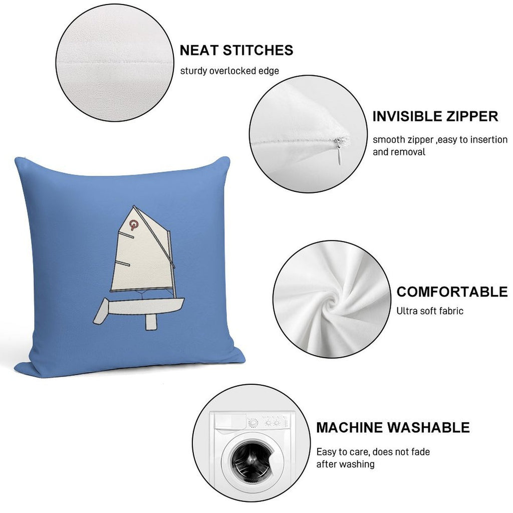 Optimist Sailboat - White Soft Skin-Friendly Throw Pillow