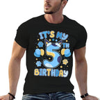 5th Birthday Boy Blue Dog Theme Party Five Cool 5 Year Old  Stretchy T-Shirt