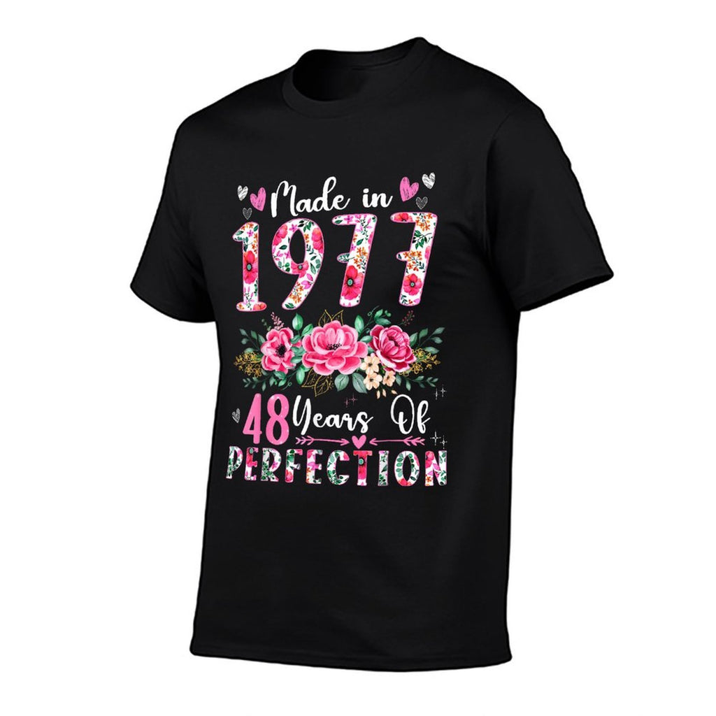 48 Year Old Made In 1977 Floral 48th Birthday Women  Relaxed-fit T-Shirt