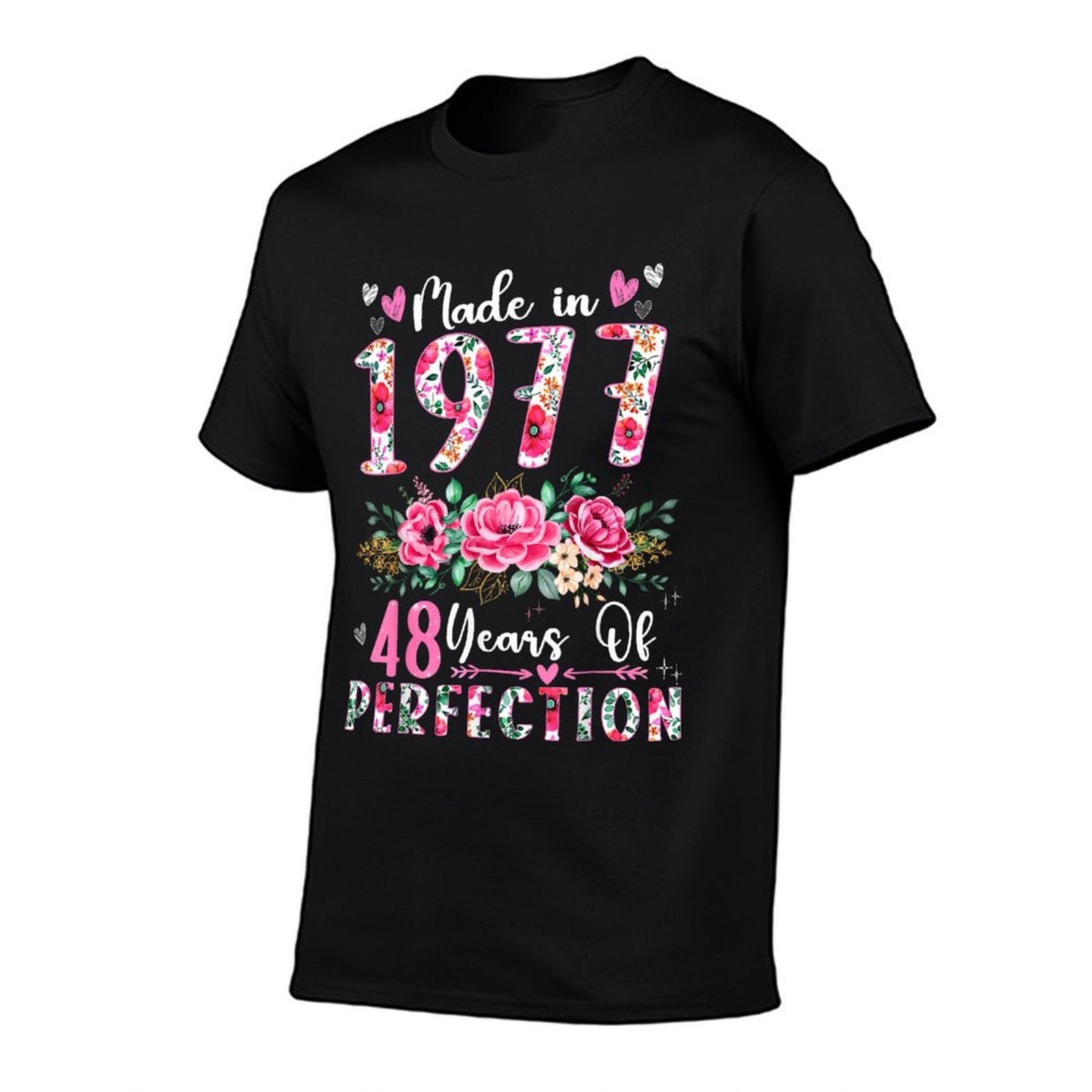 48 Year Old Made In 1977 Floral 48th Birthday Women  Relaxed-fit T-Shirt