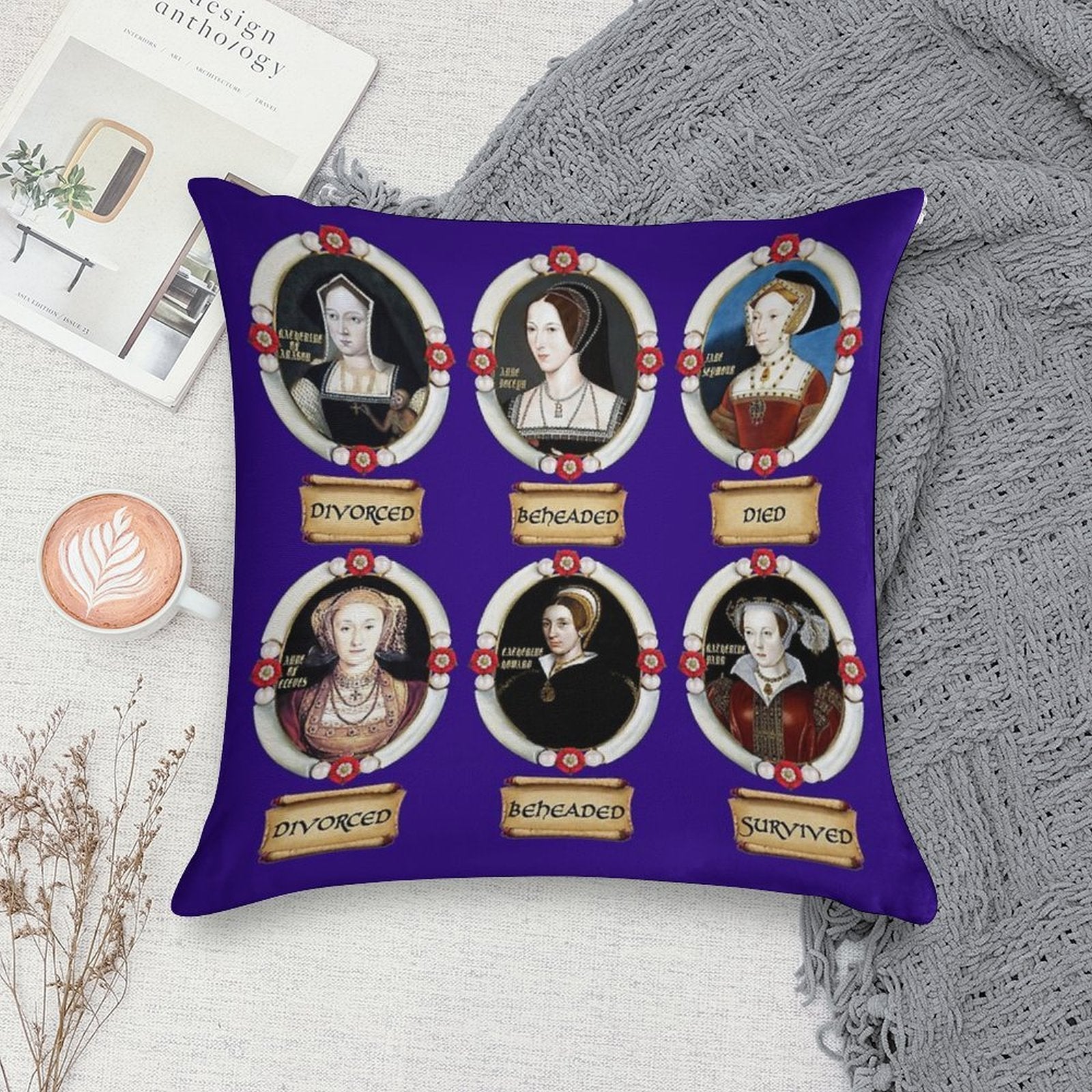 The Six Wives. Soft Washable Throw Pillow