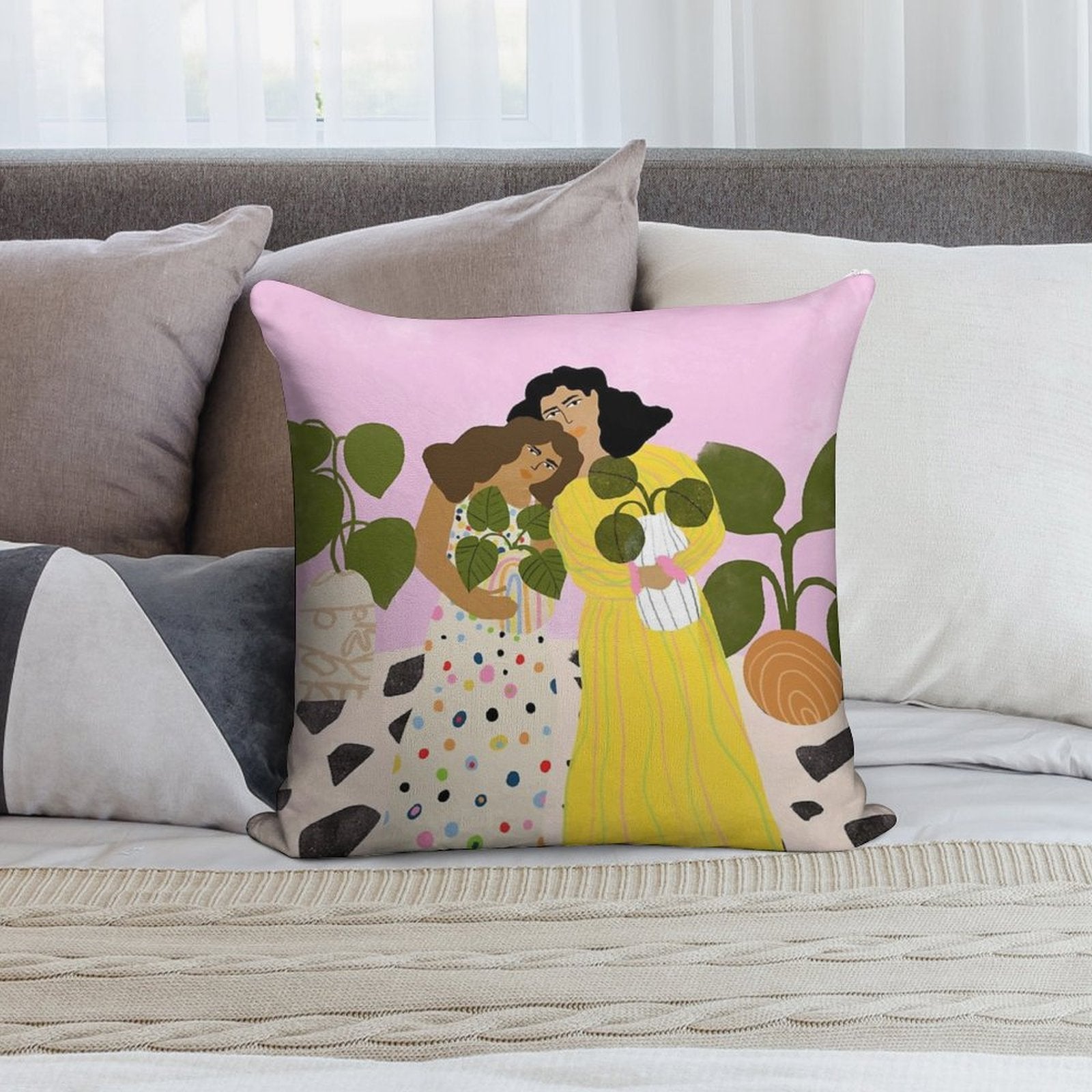 No Thanks, We Have Plants Soft Shrink-Resistant Throw Pillow