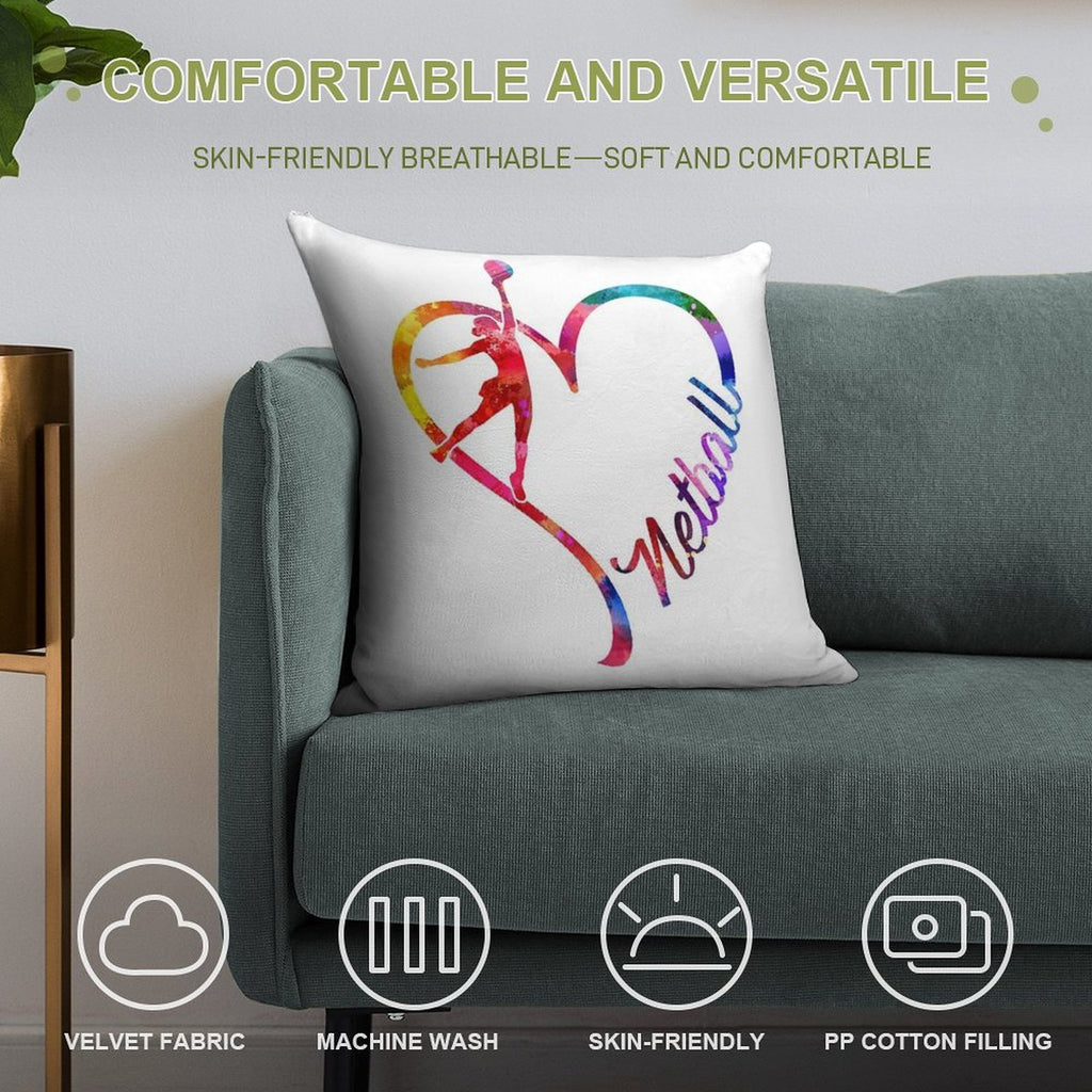 Netball Heart Soft High-Density Material Throw Pillow
